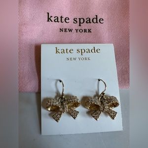 ♠️Kate Spade Gold With Rhinestones Dangle Bow Earrings♠️